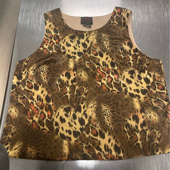 AS.HRO Tops - Leopard Print Sleeveless Top - Brown and Black